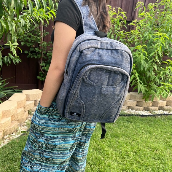 Stonewashed Heavy Cotton Backpack Blue - Picture 2 of 13